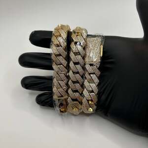 Moissanite Cuban Chain 15mm 20 Inch Gold 4 Row New VVS1 High Quality Waterproof